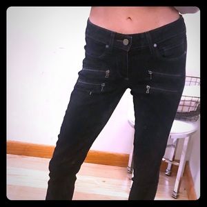 Paige denim dark wash skinny with zippers 24